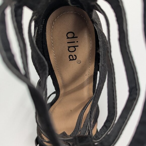 DIBA Black Velvet Strappy Gladiator Stiletto Sandals, Size 7.5M - NEVER WORN - Picture 5 of 7